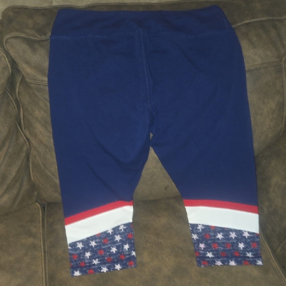 Womens Reebok Blue Leggings With a Red & White Trim and Star Design ~ Size XL - Picture 5 of 16